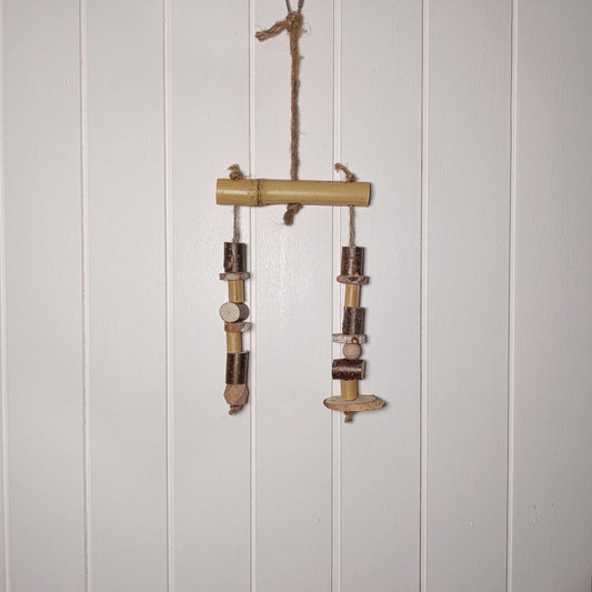 🐦 Bambus-Gabelhänger – Natürlich dekorativ & perfekt zum Knabbern